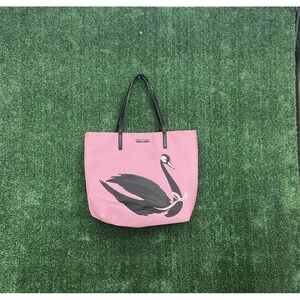 Kate Spade Swan Around Bon Shopper Tote Purse & Pouch Pink with Black Swan